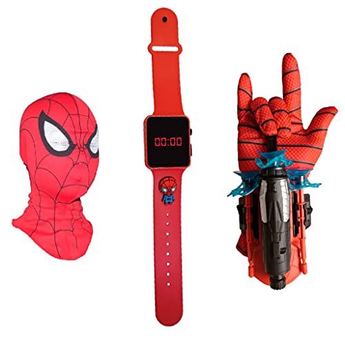 Máscara, luva lança-dardos e relógio infantil Homem-Aranha Spider-man