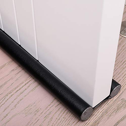 FUNI 2pcs Under Door Draft Stopper, Weather Stripping Noise Blocker, Double-Sided Under Door Draft Stopper, Interior Front Door Sweep, Blocker, Soundproofing Guard, 0.96m, Black
