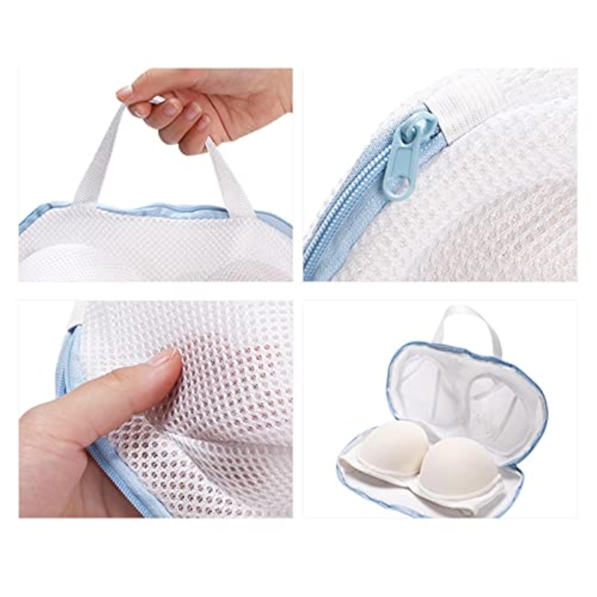 Bra Washing Bag for Air Drying & Hanging, Blue Edge