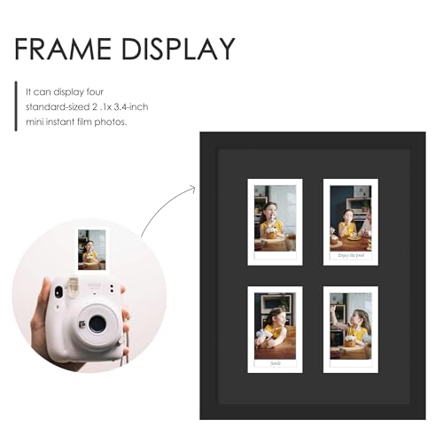 Image of DUENPY 7.2x9.5 Polaroid collage frame for Polaroid 2x3 Mini Instant Prints Photo with 4 Openings, Mini Picture Frames Wall Display with Polished Plexiglas Balck