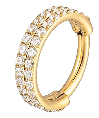 Drops Karisma 2 Rings Titan G23 Gold Hinged Segmentring Charnier/Conch Clicker Ring Piercing Ohrring Premium Zirkonia Stärke 1,2mm BHCRZ-16-10mm