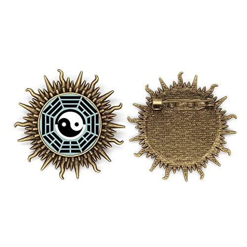 Broche Taïchi insigne de poitrine métallique symbole Yin Yang