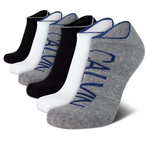 Image of Calvin Klein Mens No Show Socks - 6 Pack Soft Cotton Blend Cushioned Athletic Low Cut Socks for Men for Sports and Running