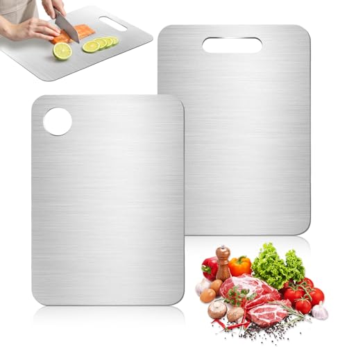 Set di 2 taglieri in titanio, doppio lato, per...