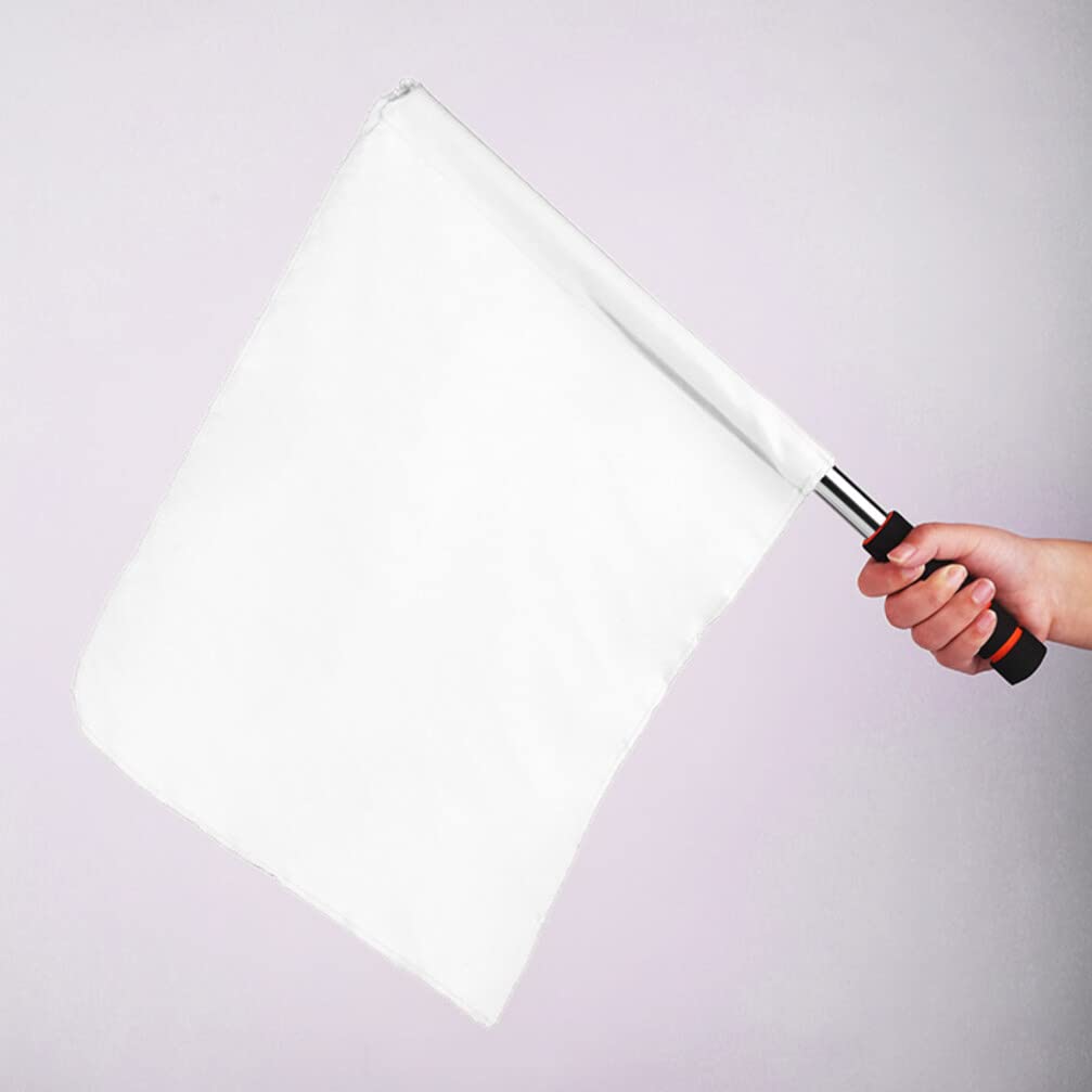 PRETYZOOM Drapeaux D'Arbitre Sportif 4Pcs Drapeau À Main Blanc Avec Poteau En Acier Inoxydable Pour Football Volley-Ball