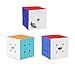 Speed Cube Set 3 Pack Cyclone Boys 2x2 Two Sides 3x3 QiYi Speed Cube 3x3x3 Stickerless Magic Cube Bundle Puzzle Toys for Kids and Adults by AHYUAN