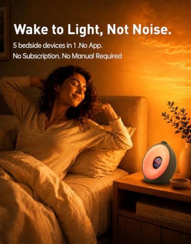 Image of Dekala Sunrise Alarm Clock for Heavy Sleepers with Pulse Wake, Sunset Sound Machine with Breathing Ambient Light, Loud Alarm for Bedrooms, Wake Up Light, Digital Color Display & 7 Themes, No App