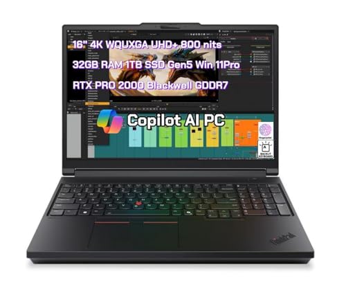 Image of New ThinkPad P16 Gen 3 Mobile Workstation Laptop 16″ WQUXGA 800 nits Display 20-Cores Ultra 7 255HX 32GB RAM 1TB SSD Gen5 RTX PRO 2000 Blackwell GDDR7 Webcam Backlit Fingerprint Number Pad Win 11 Pro