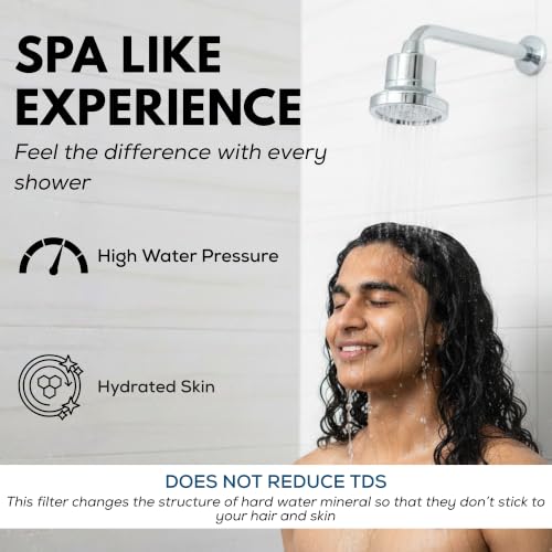 Image of Life Harbor 15-Stage Hard Water Shower Filter | Reduces Hair Fall, Dry Skin & Dandruff | KDF-55 + Activated Carbon + FOF Scale Inhibitor | 2X Active Filtration Media (Shower LUXE: Chrome)