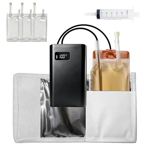 Reusable Electric Liquid Warmer with 7-Hour Constant 98.6F Cycle High-Precision Probe LCD Digital Display Portable Design Includes 3 Disposable Liquid Bags