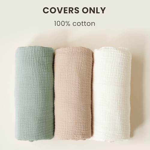 Image of Konssy Muslin Baby Lounger Cover 1 Pack, 100% Cotton Newborn Lounger Sheets, Soft and Breathable Baby Nest Slipcover, Cover Only (Green)