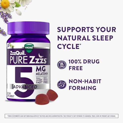 image for Vicks ZzzQuil Pure Zzzs Melatonin Gummies, Melatonin 5mg, Sleep Aid, w