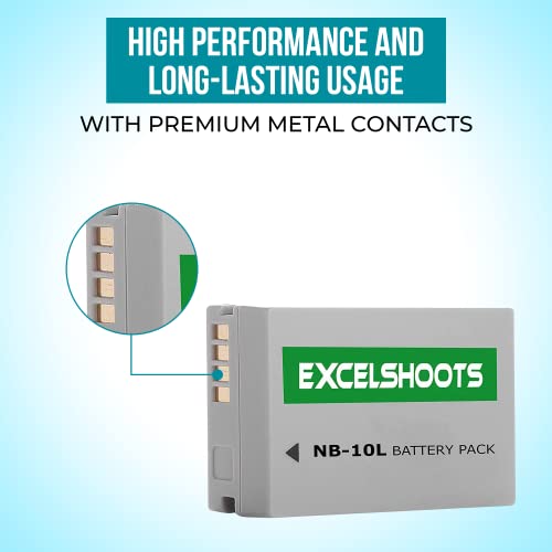 image for Excelshoots Excelshots, CB-2LC Battery Charger + Proffessional NB-10L 