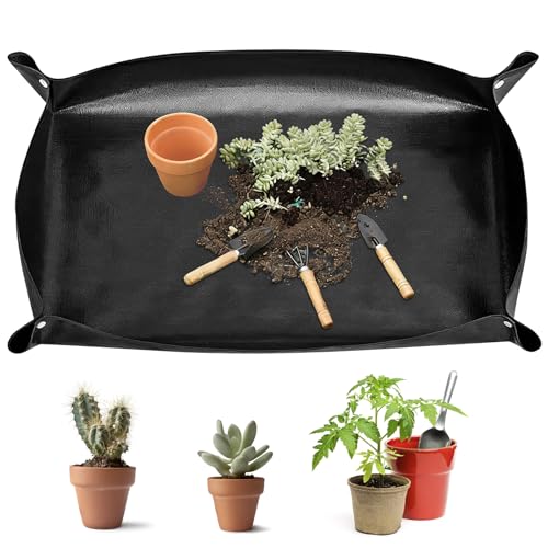 Juibao Pflanzmatte 150 x 100 cm wasserdichte Lecksiche Pflanzen Umtopfmatte Gartenmatte Faltbare Pflanzunterlage Umtopfmatte für Umtopf Bodenwechsel Beschneiden