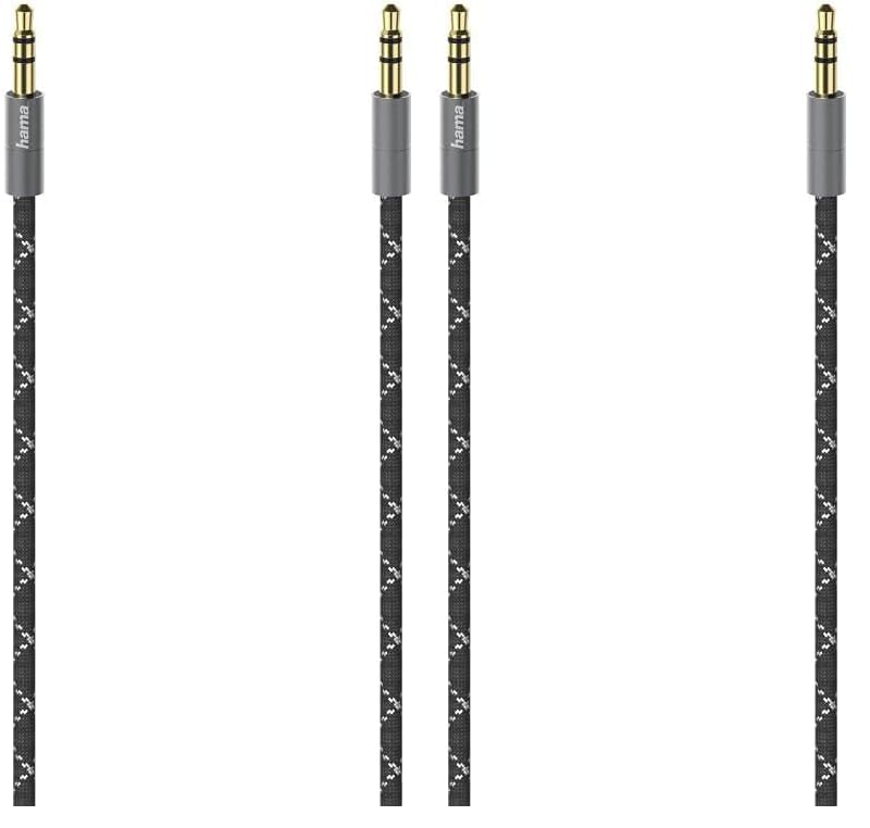 Cable jack 3,5mm Hama de 1,5m gris con conectores chapados en oro para audio estéreo pack de 2