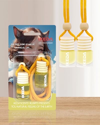 Image of ikeda fragrance Car Air Freshener, 2pcs 4ml Car Scents,45-Days Keep Fragrance,Automotive Hanging Diffuser Bottles,Remove Auto Odor Long-Lasting Fresh Air for Home Deodorizer (Glass, Vanilla)