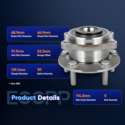 Image of ECCPP 2-Piece 513395 Wheel Hub Bearing for Kia Sedona 2015-2019 | 5 lugs Pre-Greased Sealed