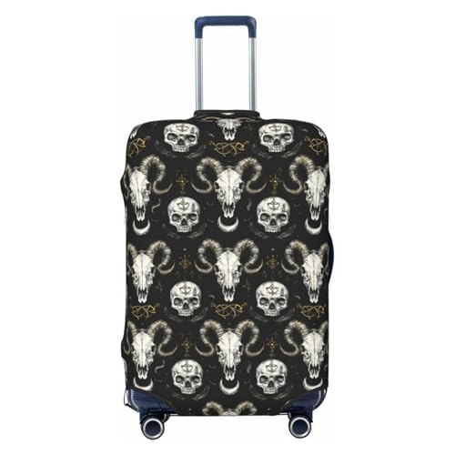 Luggage Cover Protector - Vintage Black Gold Goat Skull Print Suitcase Covers for Luggage Fit 18-21 Inch Suitcase