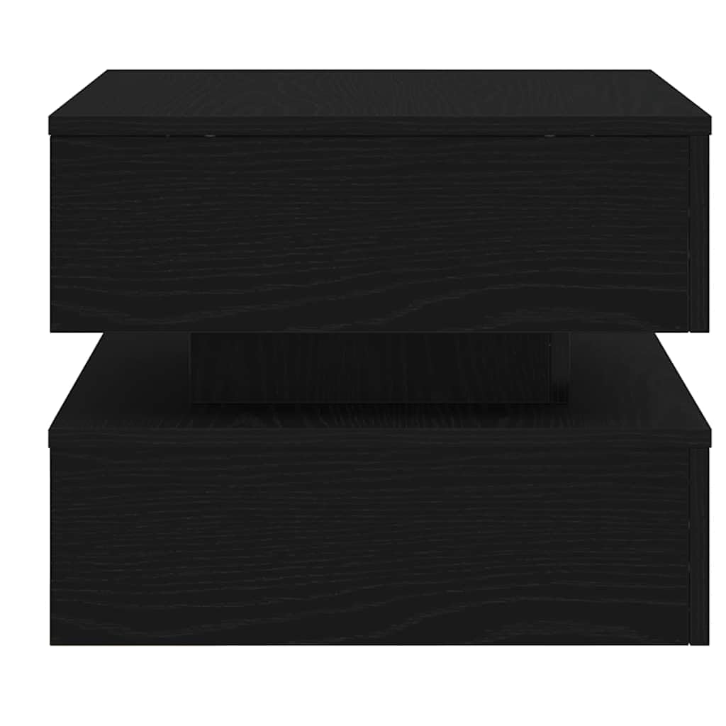 VidaXL Tavolino da Salotto con Luci LED Rovere Nero 50x50x40 cm