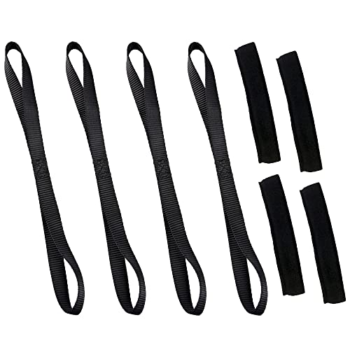 Extensiones de amarre suaves Emgo con forro de felpa negra para proteger tu moto, pack de 4