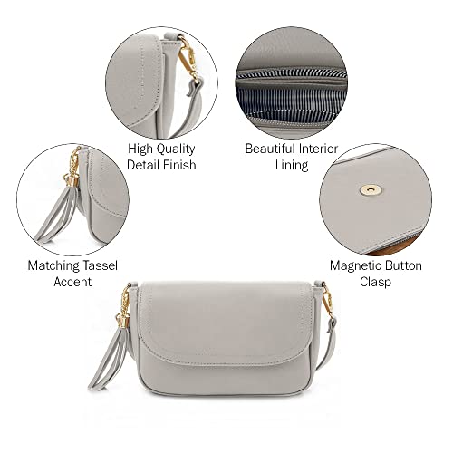 Image of EVVE Small Crossbody Bags for Women Trendy Flap Saddle Purses with Tassel Vegan leather Shoulder bag