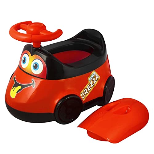 Image of MUREN Potty Training Seat for 2 to 8 Years Old Child - Non Toxic Material - toilet Training With Removable Bowl with Easy Grip Handles, Car Shape Ride On Seat for kids /Toddlers (Red)