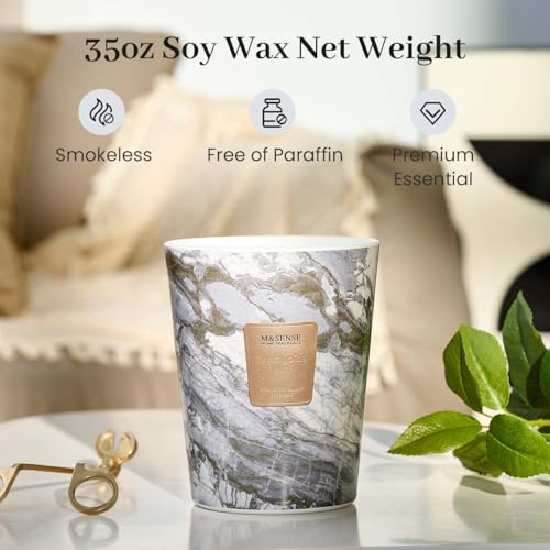 Image of M&SENSE Extra Large Candle 35oz 150H EucalyptusMint Scented Candle, 3 Wick Highly Scented Jar Candle, XL Candles Gift for Stress Relief, Meditation, Yoga