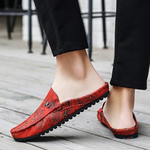 Men's Floral Leather Loafers - Stylish Half Moccasins, Lightweight Comfort, Flexible Slip-On for Outdoor & Fashion4