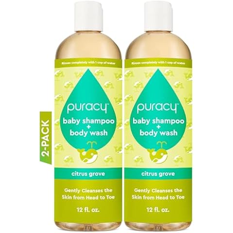 Puracy Shampoo & Body Wash for Children - Perfect Skin, Pure Ingredients with 12 Fruit & Vegetable Extracts for Silky Smooth Skin, Gentle Citrus Grove Aromas, 98.8% from Mother Nature, 12 Fl Oz (2-Pk) Cover