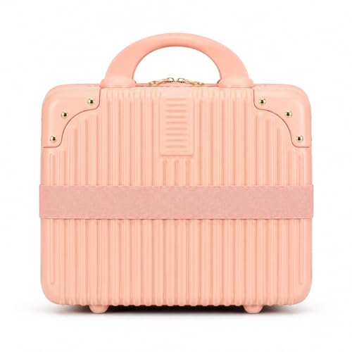 Image of Portable Hard Shell Cosmetic Bag Travel Case, Small Travel Hand Luggage with Elastic Band, Mini Abs Carrying Makeup Case Suitcase (B-Skin)