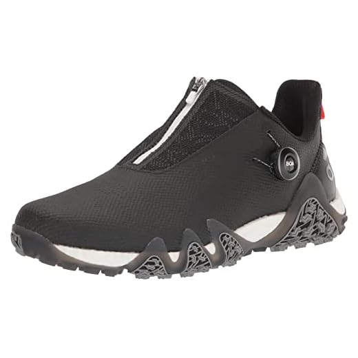adidas Men's CODECHAOS 22 BOA Golf Shoe, Core Black/Dark Silver Metallic/Impact Orange, 10.5