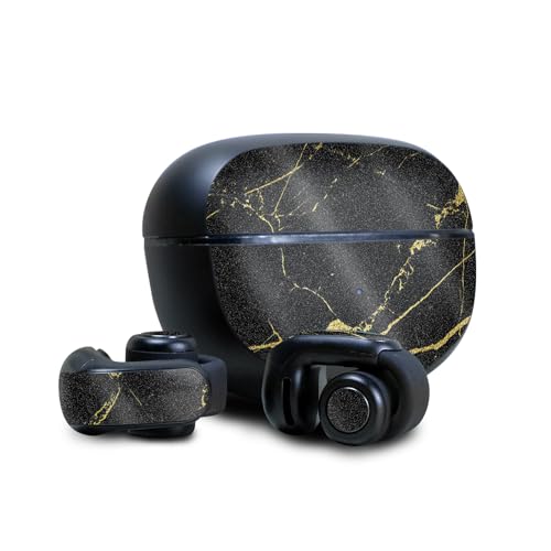 Image of Glossy Glitter Skin Compatible with Bose Ultra Open Earbuds - Black Gold Marble - Premium 3M Vinyl Protective Wrap Decal Cover - Easy to Apply | Crafted in The USA by MightySkins
