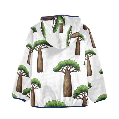 Cute Baobab Trees Pattern Print Toddler Fleece Jacket Girl Boys Hooded Fleece Jacket Coat Warm Outwear Zip-up 3-10T2