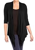 eVogues Women's Longline Drape Front Cardigan Black