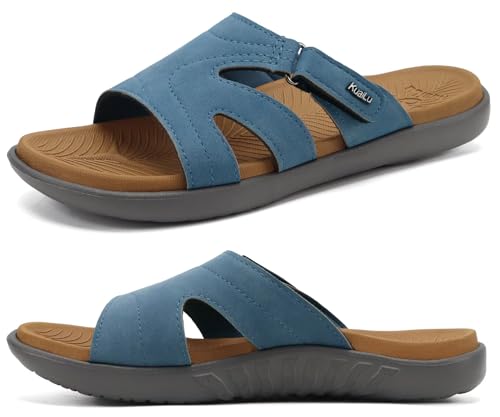 Image of KuaiLu Womens Fashion Orthotic Slides Ladies Athletic Yoga Mat Memory Foam Walking Sandals Thick Cushion Recovery Summer Beach Slippers Comfortable Plantar Fasciitis Arch Support
