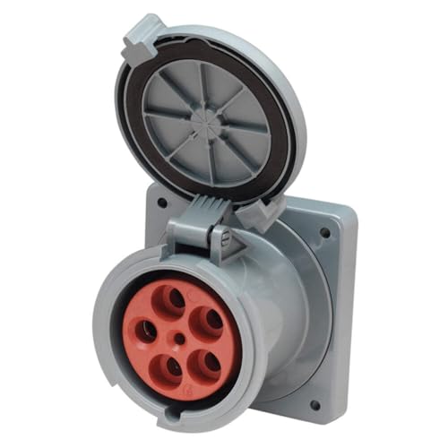 Marinco 100A 125/208V Receptacle, NEMA 14-50, Plastic, White, Boat Outlet, Receptacle