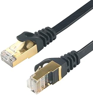 HIHUHEN Ethernet Cable, RJ-45 High-Speed Patch Cord Flat Cat 7 Gigabit Lan Network 10Gbps 600Mhz/s, FTP POE Compatible with Xbox PS3/4 Mac Router Modem Patch Panel Consoles PC (2M, Black)