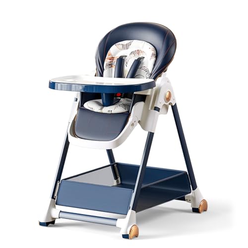 Veitoalioy Trona para Bebé Silla, Convertible de Comedor para Alimentación de Niños Pequeños, con 6 Alturas Ajustables y 3 Posiciones Reclinables, Equipado con cesta de Almacenamiento (808 Blue)