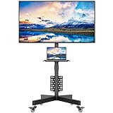 BONTEC Rolling TV Stand with Pegboard Storage for 23–60 Inch TVs, Holds, Height Adjustable Mobile TV Cart on Metal Wheels with Shelf & Cable Management,Holds up to 88 lbs, Max VESA 400x400mm
