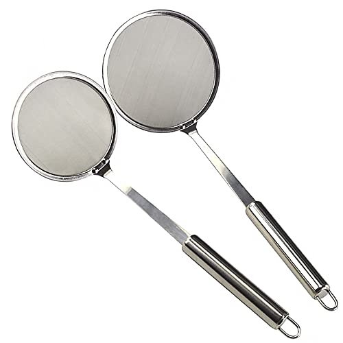 Aieraczy 2 Stücke Schaumkelle Edelstahl, Schaumlöffel, Frittierkelle, Siebkelle, sieblöffel feines sieb, für Wok Zubehör, Filter Skims Fat Scum, Skimming Fett Schaum