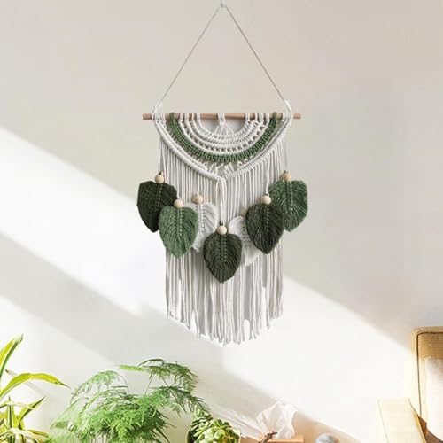 Macramé mural feuille suspendu boho pour déco chambre et mariage chic - 7