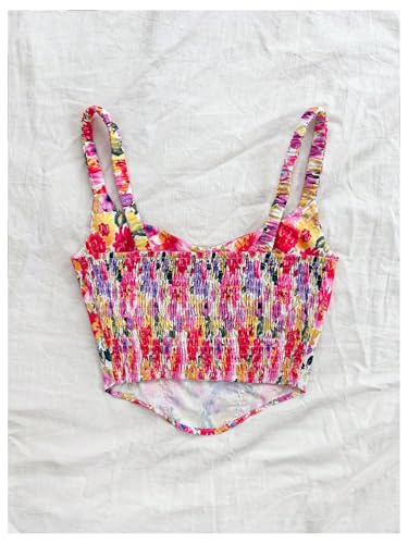 Floerns Women's Floral Print Sweetheart Neck Camisole Asymmetrical Hem Corset Bustier2