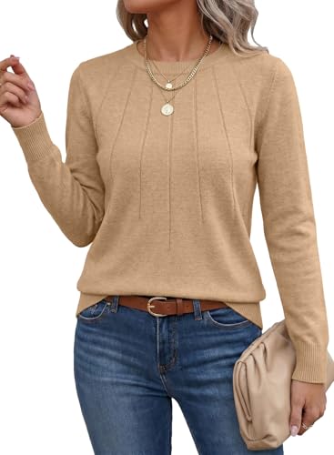 Image of SHEWIN Womens Sweaters 2026 Casual Crewneck Long Sleeve Lightweight Knit Pullover Sweater Tops Fall Clothes