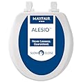 MAYFAIR 864SLOWB 000 Alesio II Toilet Seat will Slow Close, Never Loosen and Provide the Perfect Fit, ROUND, Highly Stylized Durable Enameled Wood, White