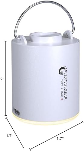 Miniatura 8 de FLEXTAILGEAR Tiny Pump X - Bomba de aire portátil de tamaño ultrapequeño - luz de campamento, con batería de 1300 mAh, recargable por USB, para