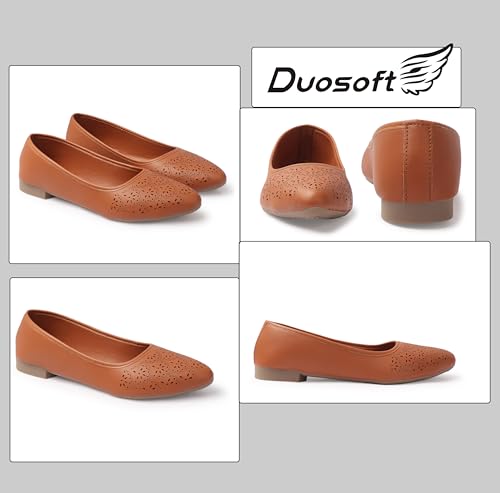 Image of Duosoft Orthopaedic Ballet Flats, Diabetic Comfort Shoes, Beige Perforated Design,Casual Wear Bellies for Women 206-Tan