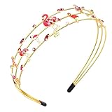 GLBCC Flamingo Headband Pink Crystal Jeweled Flamingos Hairband Fun Summer Tropical Vacation Flamingo Hair Hoop Birthday Party Favors