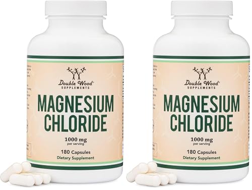 Magnesium Chloride (Cloruro De Magnesio) - 180 Capsules, 1,000mg Per Serving, Supports Digestive and Bone Health - Non-GMO and Gluten Free by Double Wood Supplements (Pack of 2)