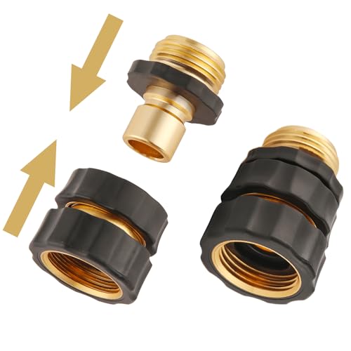Sanpaint 3/4 Inch Garden Hose Quick Connector, Male and Female Quick Connect Hose Fittings, 6 Set