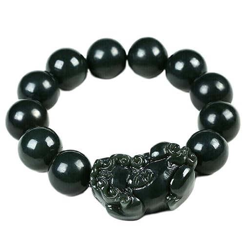 Bracelet en jade vert foncé contre le stress, bijou chinois naturel pour retrouver le calme